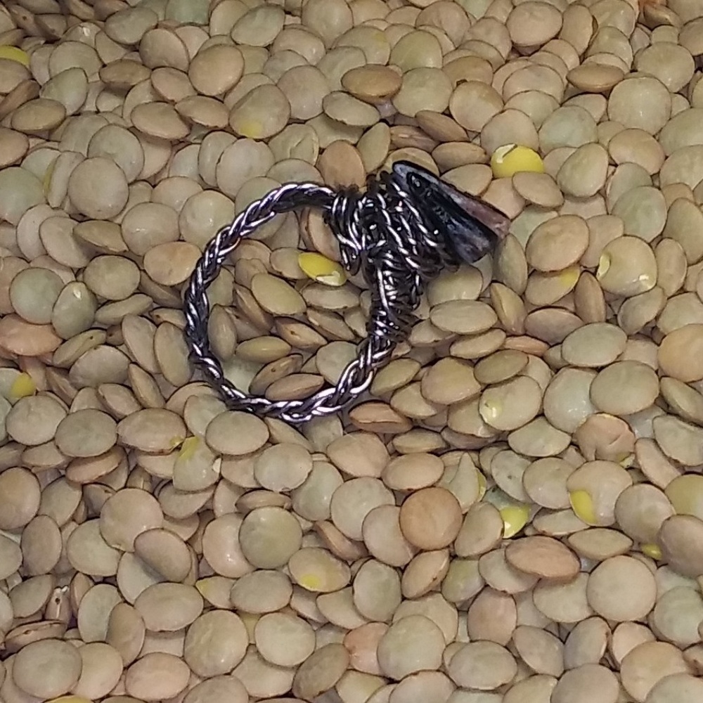 Hand Crafted Braided Charcoal Colored Copper RING - Picture 2 of 4